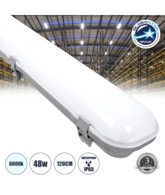 GloboStar® 60173 LED Γραμμικό Βιομηχανικό Φωτιστικό Tri-Proof 120cm 48W 5617lm 120° AC 220-240V Αδιάβροχο IP65 Μ120 x Π10,5 x Υ8cm Ψυχρό Λευκό 6000K - 3 Χρόνια Εγγύηση